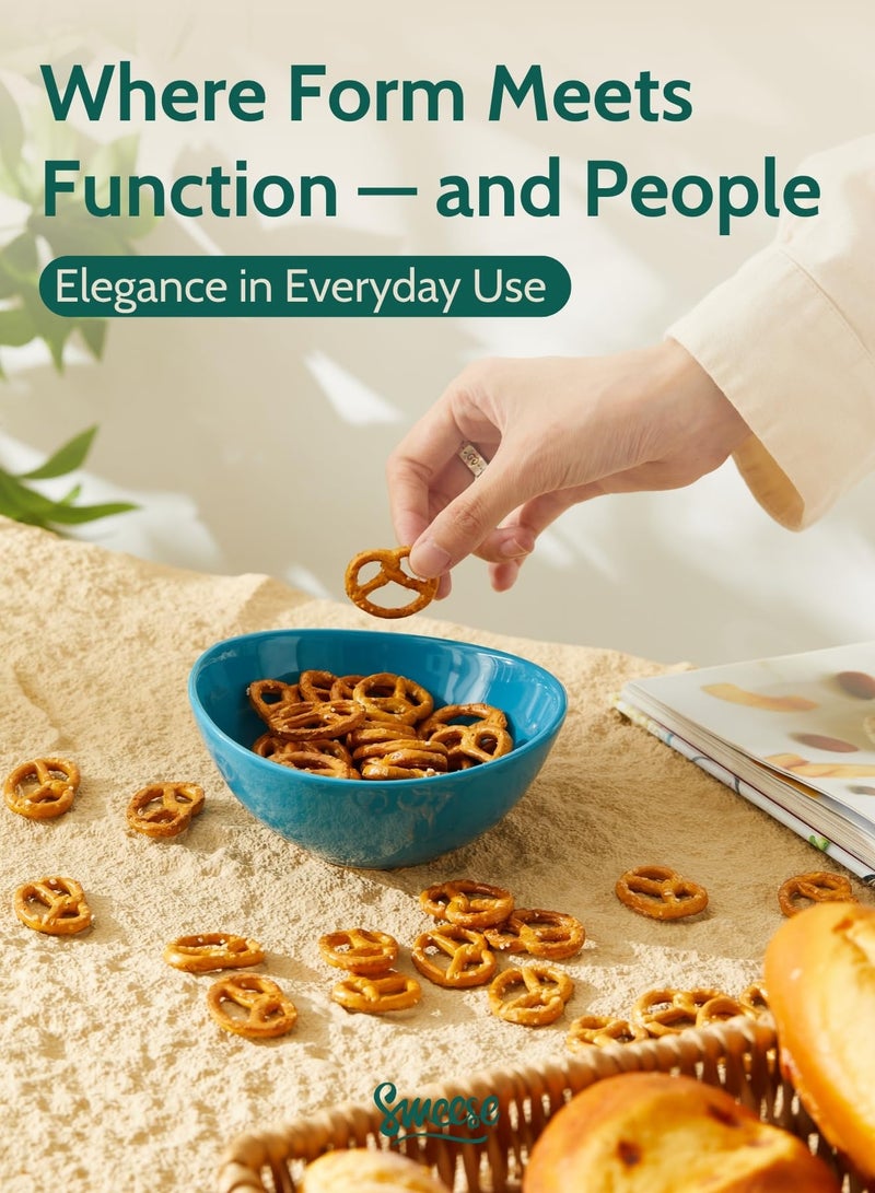 Sweese 10 oz Small Porcelain Bowls - Set of 6 - Ceramic Serving Bowls versatile for Cereal, Fruit, Dessert, Ice Cream, Snack & Yogurt - Shaded of Blue Colored - Image 5